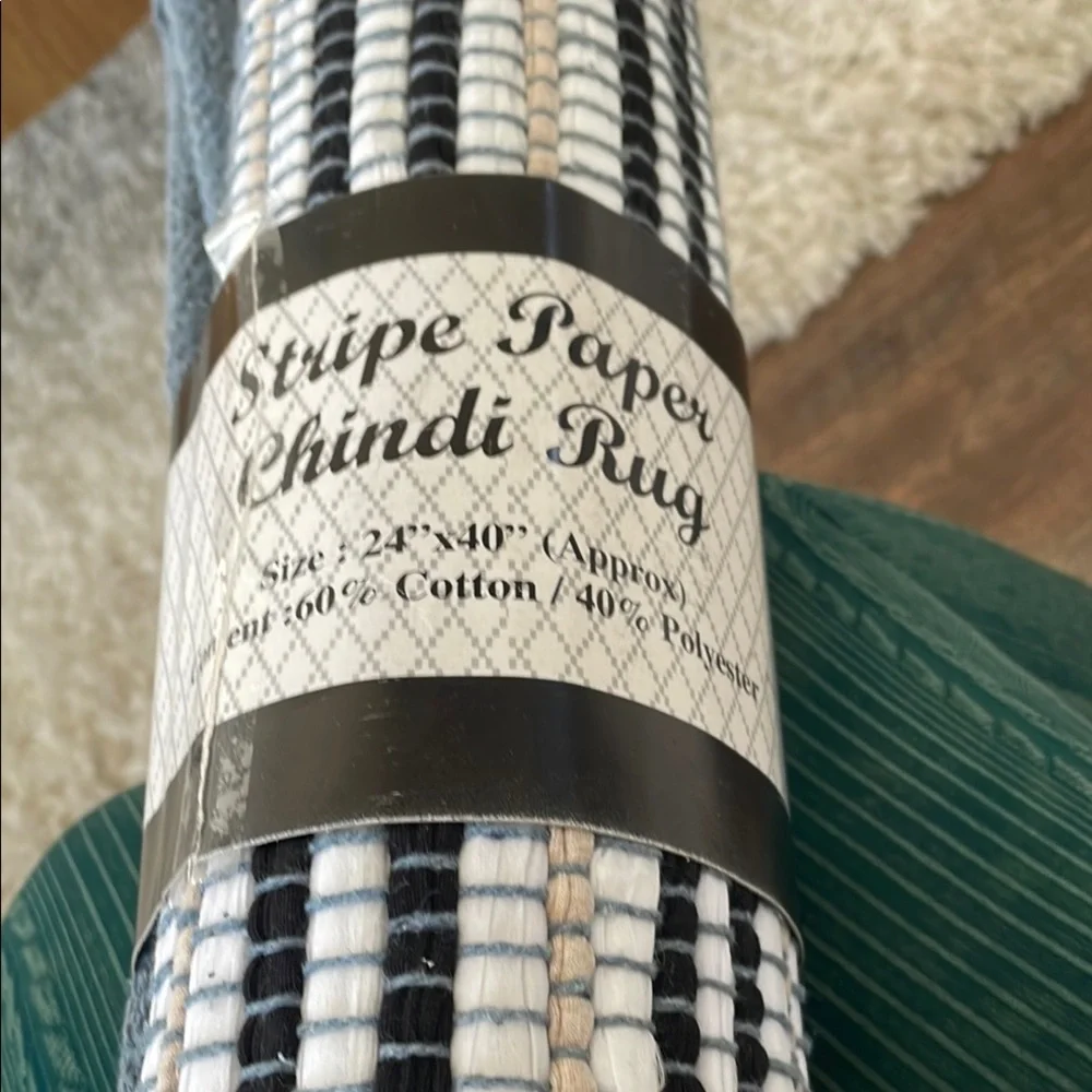 Black and White Striped Door Mat Accent